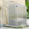 4ft 4ft Outdoor Aluminum Greenhouse With Sliding Door Foundation -Gardena Store 4ft 4ft Outdoor Aluminum Greenhouse with Sliding Door Foundation