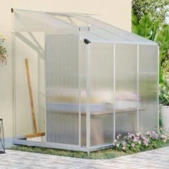 6ft 4ft Outdoor Aluminum Greenhouse With Sliding Door And Foundation