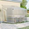 8ft 4ft Aluminum Greenhouse With Sliding Door Foundation -Gardena Store 8ft 4ft Aluminum Greenhouse with Sliding Door Foundation