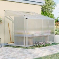 8ft 4ft Aluminum Greenhouse With Sliding Door Foundation