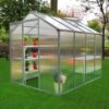 8ft Greenhouse Greenhouse Polycarbonate Walk-in Aluminium Metal Silver Base Option Sliding -Gardena Store 8ft Greenhouse Greenhouse Polycarbonate Walk in Aluminium Metal Silver Base Option Sliding