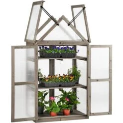 Christow Tall Cold Frame Greenhouse Grey