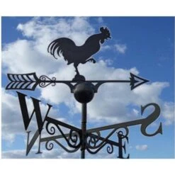 Cockerel Weathervane. Solid Steel Black Wind Vane.