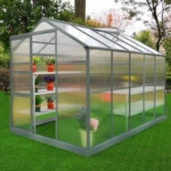 Greenhouse 6ft 10ft With Base - Silver