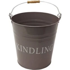 JVL Charlton Fireside Metal Kindling Wood Bucket With Handle