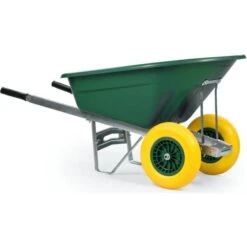KCT 160L Twin Wheel Wheelbarrow Green Duty Garden