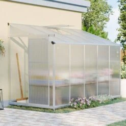 Livingandhome 10ft 4ft Greenhouse With Sliding Door Foundation