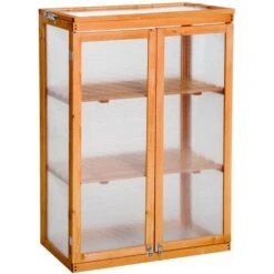 OutSunny 2 Shelves Wooden Cold Frame Grow House Greenhouse