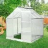 OutSunny 6 6 FT Walk-In Greenhouse Polycarbonate Panels Frame Sliding Flower