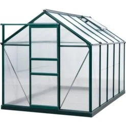 OutSunny 6x10ft Walk-In Polycarbonate Greenhouse Plant Grow Galvanized