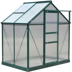OutSunny 6x4ft Walk-In Polycarbonate Greenhouse Plant Grow Galvanized