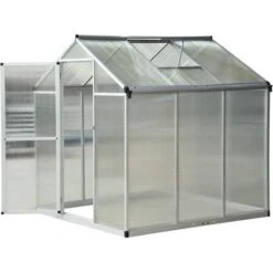 OutSunny Clear Polycarbonate Greenhouse 6x6ft -Gardena Store OutSunny Clear Polycarbonate Greenhouse 6x6ft 1