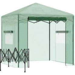 OutSunny Portable Walk Greenhouse Pop-up With Roll-up Door Windows PE Cover