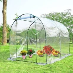 OutSunny Steel Dome Greenhouse Transparent Garden Polytunnel