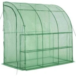 OutSunny Walk-In Lean To Wall Greenhouse W/ Zipper Door 214x120x215cm