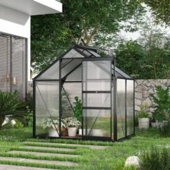 OutSunny Walk-In Polycarbonate Greenhouse Plant Grow Galvanized