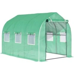 OutSunny Walk Polytunnel Greenhouse With Windows Door Garden, Backyard