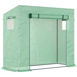 OutSunny Walk-in Garden Greenhouse Plant Warm W/ Roll Up Door