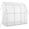 OutSunny Walk-in Lean To Wall Greenhouse With Zippered Door 214X118X212Cm White -Gardena Store OutSunny Walk in Lean To Wall Greenhouse With Zippered Door 214X118X212Cm White