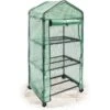 Relaxdays 3-Tier Green House On Wheels With PE Zip