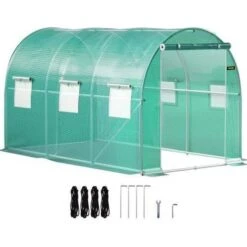 VEVOR Walk-in Tunnel Greenhouse, 12 Plant Hot House W/ Galvanized Steel Hoops, 1 Top