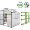 Växthuspolykarbonat, Klar, Aluminiumram, Ställ, Silver, Growhouse -Gardena Store Vaexthuspolykarbonat klar aluminiumram staell silver growhouse