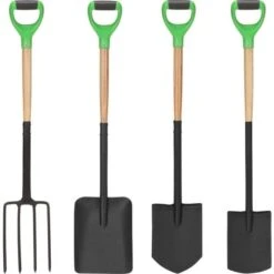 VidaXL Garden Tool Set 4 D Grip Hardwood Digger Shovel Fork