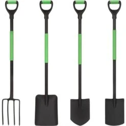 VidaXL Garden Tool Set 4 D Grip Steel Digger Shovel Fork Garden Spade