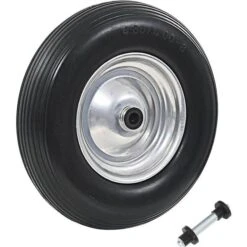 VidaXL Wheelbarrow Wheel With Axle Solid PU 4.00-8 390mm